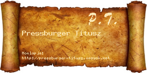 Pressburger Titusz névjegykártya